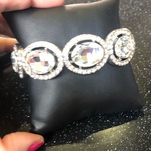 White rhinestone wedding bracelet rhinestone stretchy band